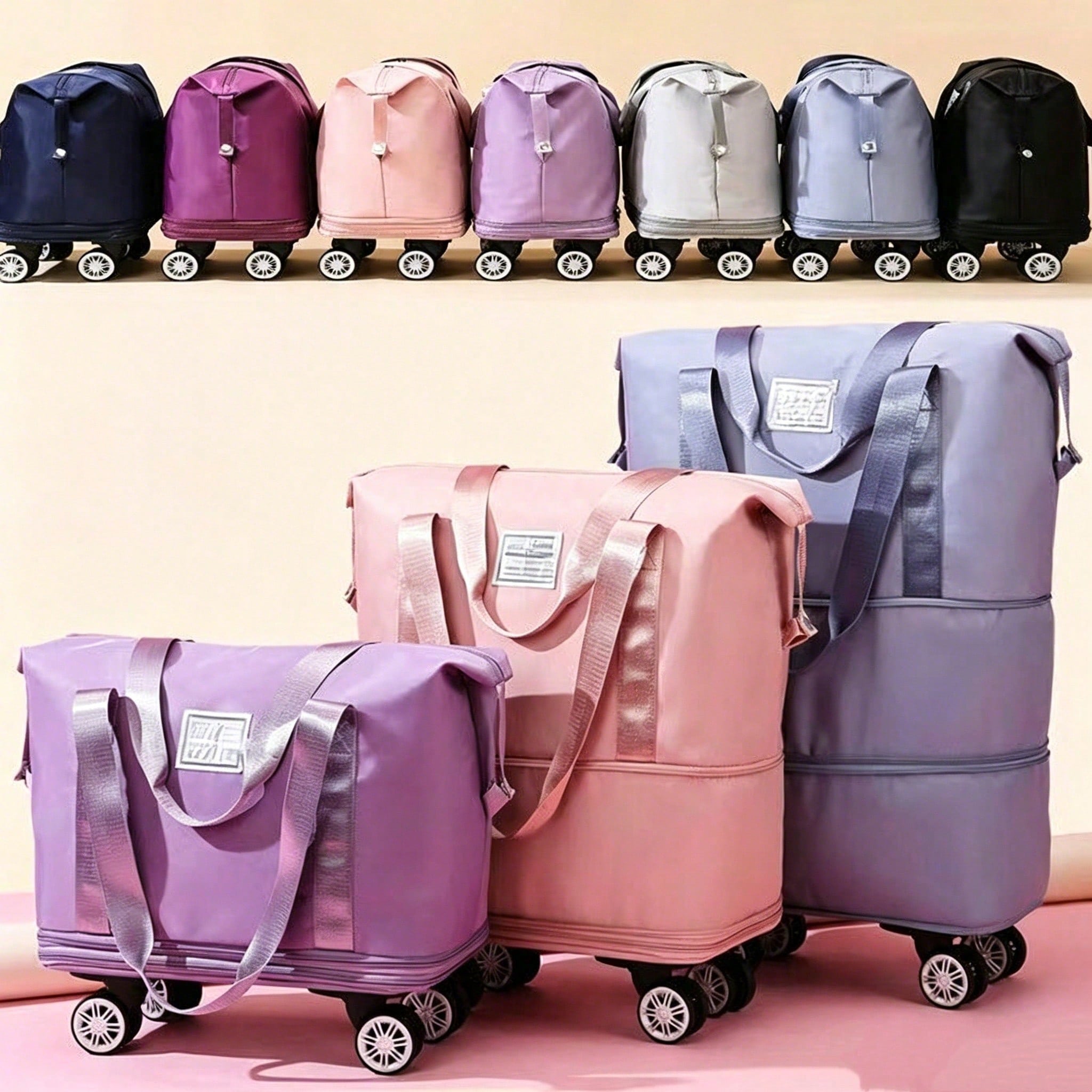 Foldable Rolling Luggage Bag - Uitbreidbare reistas met wielen, die ook